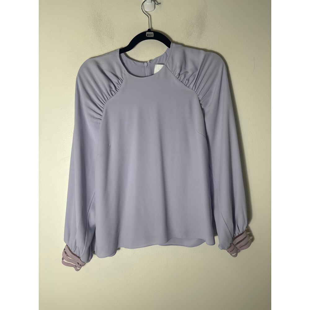 Prose&Poetry Light Lavender Long Sleeve Rouched Shoulder Blouse Sz S